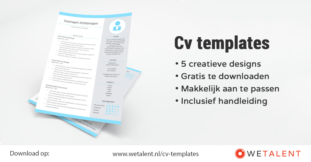 Cv templates (gratis) Word: cv maken met een template! | WETALENT